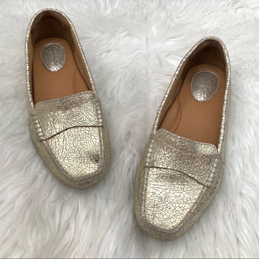Clarks Dunbar Granby Leather Gold Metallic Loafers